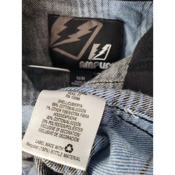 Amplify Convertible Hoodie Size Medium Blue Sky Stripe Outdoor Adventure Shirt - Picture 4 of 10